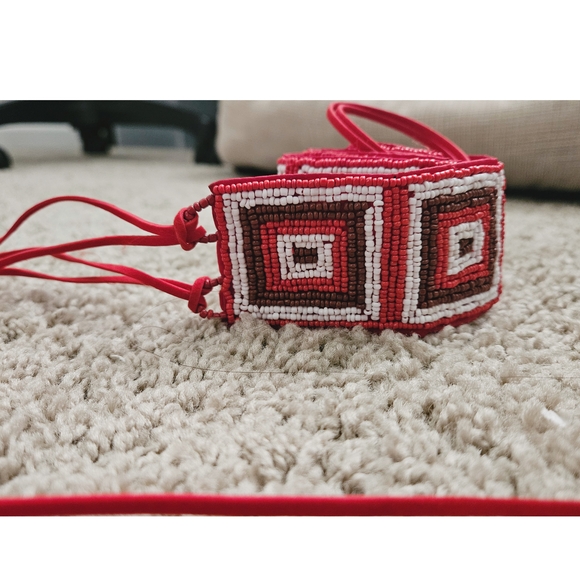 Vintage Red Beaded Women's Tie Belt - Picture 3 of 3